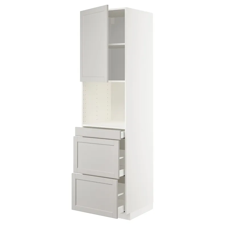 IKEA METOD МЕТОД / MAXIMERA МАКСИМЕРА, высокий шкаф д / СВЧ / дверца / 3ящика, белый / светло-серый, 60x60x220 см 994.633.55 фото №1