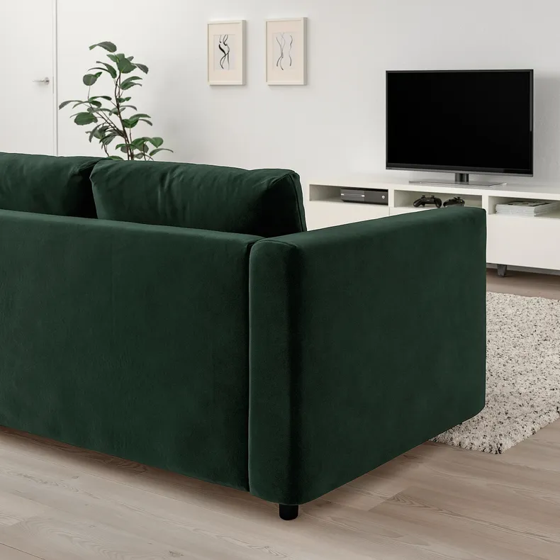 IKEA VIMLE ВІМЛЕ, кутовий диван-ліжко, 5-місний, з шезлонгом/дюпаном темно-зеленого кольору 495.372.50 фото №2