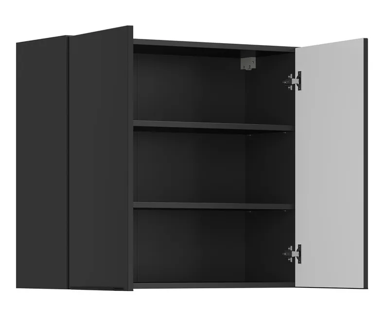 BRW Двухдверный верхний кухонный шкаф Sole L6 80 см черный матовый, черный/черный матовый FM_G_80/72_L/P-CA/CAM фото №3