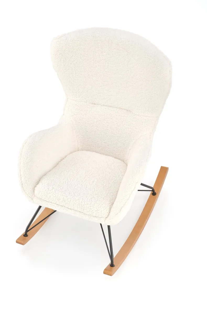 Мягкое кресло-качалка HALMAR LIBERTO 2, кремовый/черный/натуральный фото №8