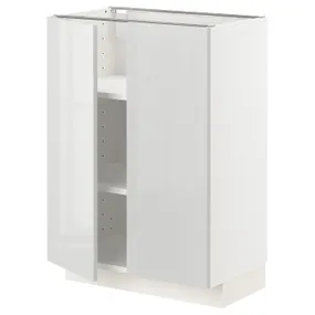 IKEA METOD МЕТОД, підлогова шафа з полицями / 2 дверцят, білий / Ringhult світло-сірий, 60x37 см 494.645.31 фото