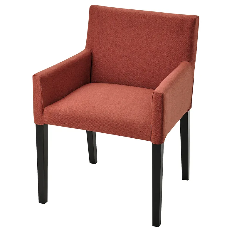 IKEA MÅRENÄS МОРЕНЕС, стілець із підлокітниками, чорний/ГУННАРЕД червоно-коричневий 595.143.90 фото №1