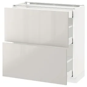IKEA METOD МЕТОД / MAXIMERA МАКСИМЕРА, напольный шкаф / 2фасада / 3ящика, белый / светло-серый, 80x37 см 291.425.94 фото