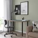 IKEA LAGKAPTEN ЛАГКАПТЕН / OLOV ОЛОВ, письмовий стіл, сіро-бірюзовий / чорний, 120x60 см 095.233.54 фото thumb №3