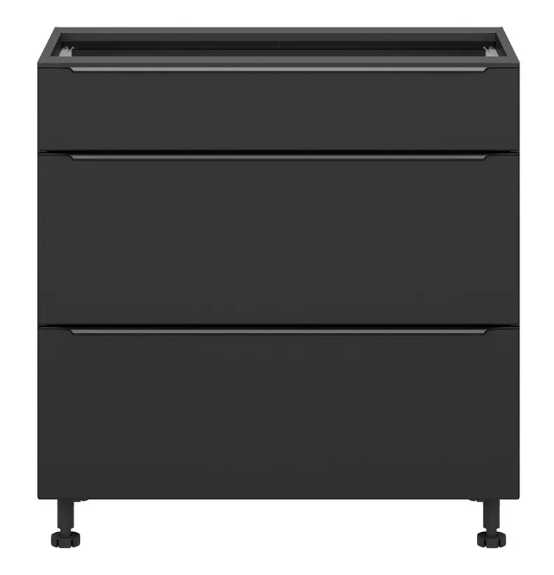 BRW Кухонный цокольный шкаф Sole L6 80 см с выдвижными ящиками черный матовый, черный/черный матовый FM_D3S_80/82_2SMB/SMB-CA/CAM фото №1