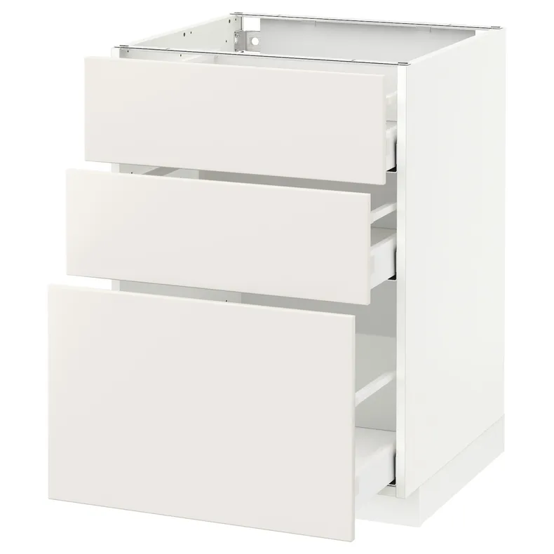IKEA METOD МЕТОД / MAXIMERA МАКСИМЕРА, напольный шкаф с 3 ящиками, белый / белый, 60x60 см 890.496.68 фото №1