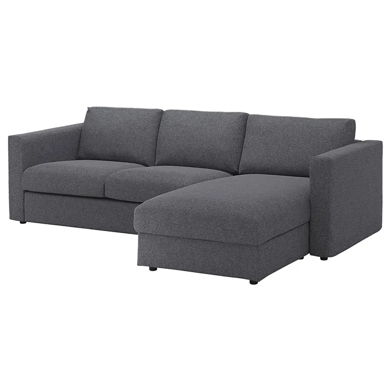 IKEA VIMLE ВИМЛЕ, чехол на 3-местный диван с козеткой, Окрашенный в средне-серый цвет 293.993.20 фото №2