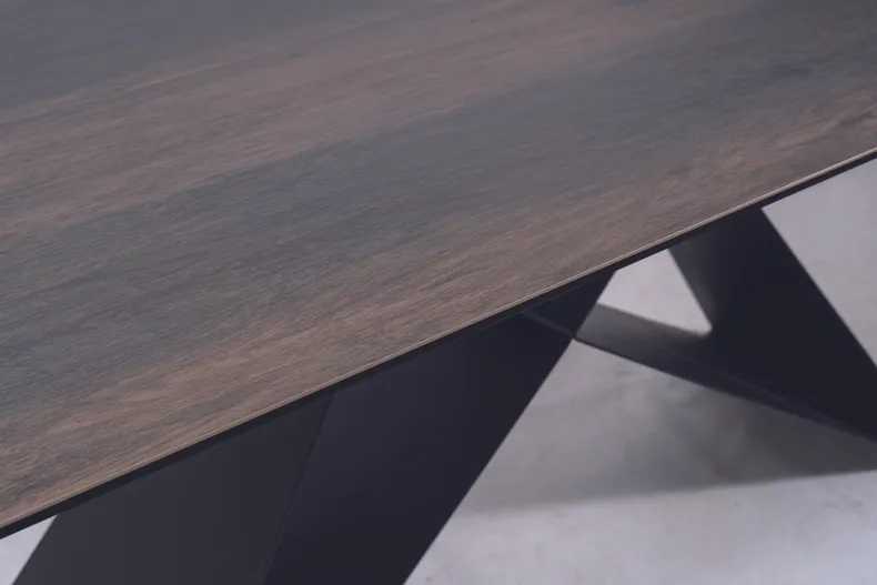 Стол обеденный раскладной SIGNAL WESTIN Ceramic, эффект дерева / матовый черный, 90x160 фото №12