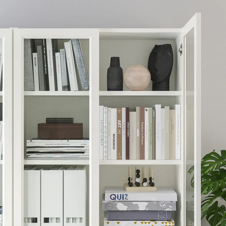 IKEA BILLY БІЛЛІ / OXBERG ОКСБЕРГ, стелаж панель / скляні дверцята, білий / скло, 120x30x202 см 792.817.90 фото №4
