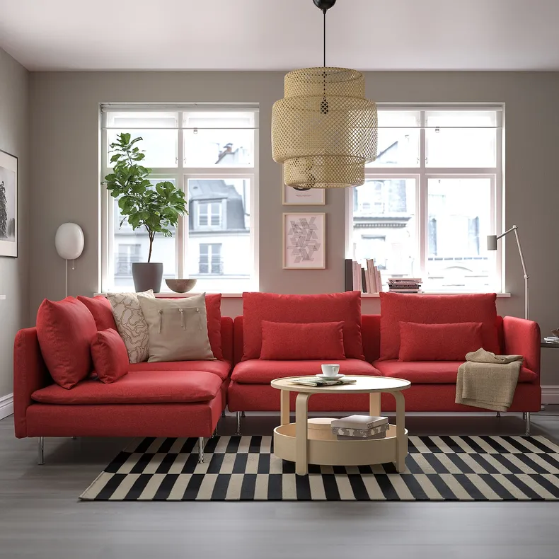 IKEA SÖDERHAMN СЕДЕРХАМН, кутовий диван, 4-місний, з відкритим кінцем / Tonerud червоний 295.144.19 фото №2