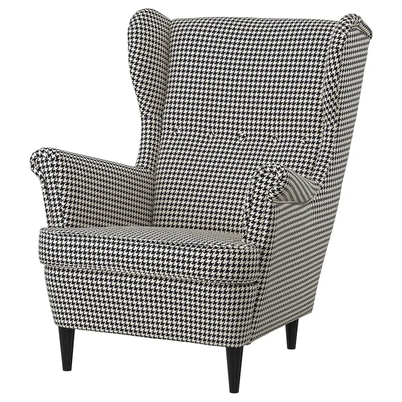 IKEA STRANDMON СТРАНДМОН, крісло з підголівником, Vibberbo чорний / бежевий 204.569.56 фото №1