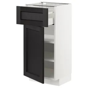 IKEA METOD МЕТОД / MAXIMERA МАКСИМЕРА, напольный шкаф с ящиком / дверцей, белый / Лерхиттан с черными пятнами, 40x37 см 894.686.45 фото