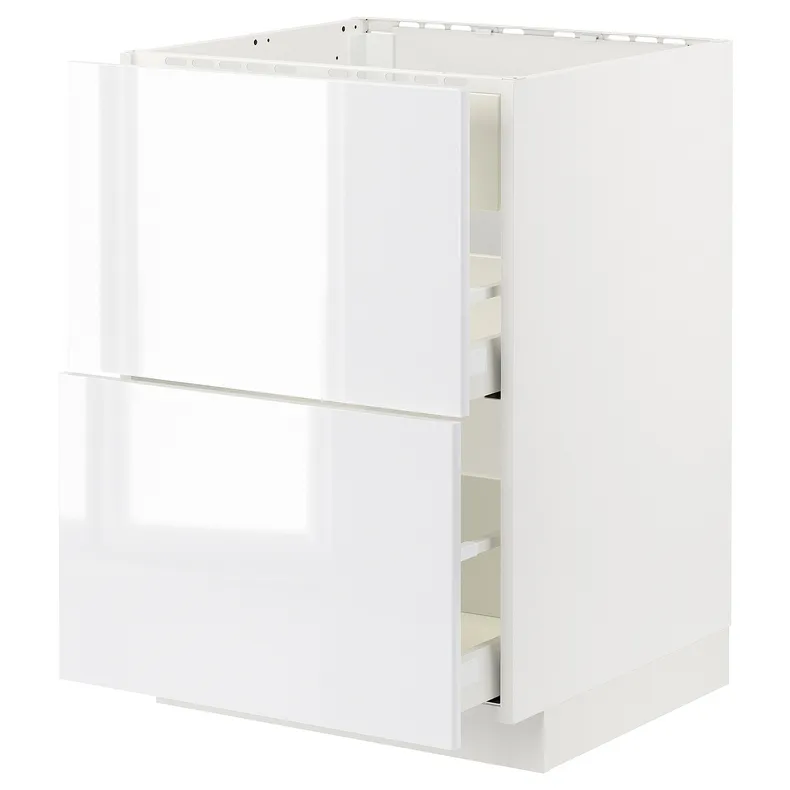 IKEA METOD МЕТОД / MAXIMERA МАКСИМЕРА, шкаф д / варочн панели / вытяжка / ящик, белый / Рингхульт белый, 60x60 см 194.777.85 фото №1