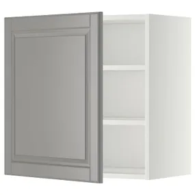 IKEA METOD МЕТОД, шафа навісна із полицями, білий / сірий Бодбін, 60x60 см 394.569.56 фото