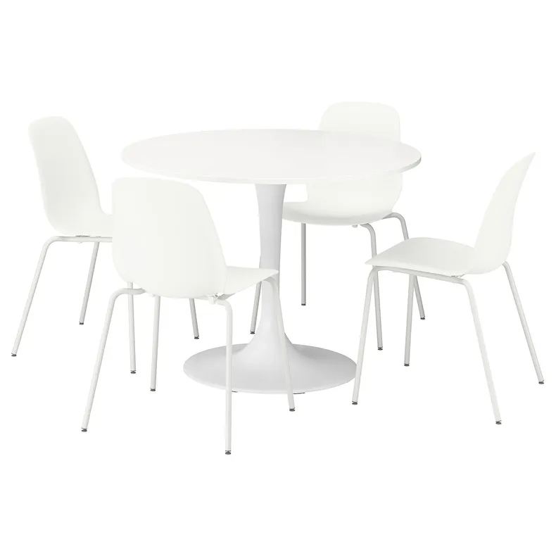 IKEA DOCKSTA ДОКСТА / LIDÅS ЛИДОС, стол и 4 стула, белый белый / белый, 103 см 495.681.14 фото №1