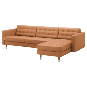 IKEA LANDSKRONA ЛАНДСКРУНА, 4-місний диван, з шезлонгом / Гранн / Бомстад золото-коричневий / металл 592.703.54 фото