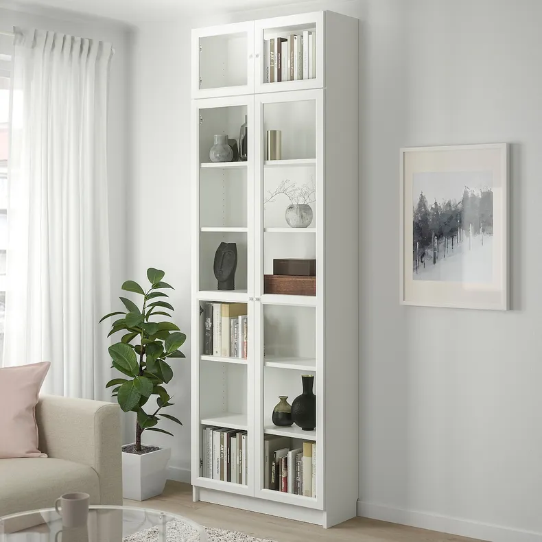 IKEA BILLY БІЛЛІ / OXBERG ОКСБЕРГ, книжкова шафа, білий, 80x30x237 см 692.177.14 фото №2