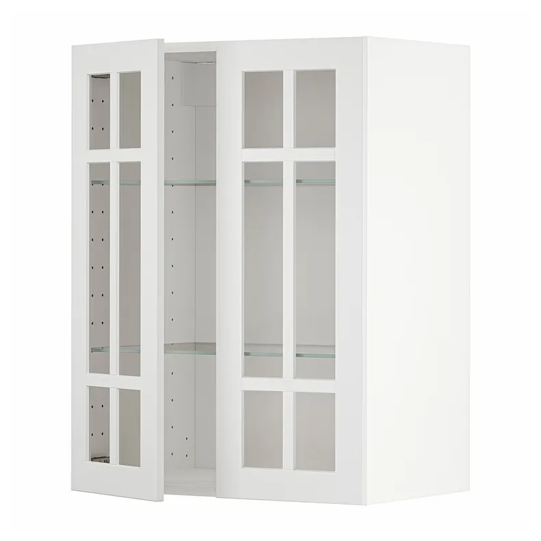 IKEA METOD МЕТОД, навесной шкаф / полки / 2стеклян двери, белый / Стенсунд белый, 60x80 см 094.607.90 фото №1
