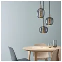 IKEA HÖGVIND ХЁГВИНД, подвесной светильник с 3 лампами, никелированное / серое стекло, 41 см 504.929.29 фото thumb №4