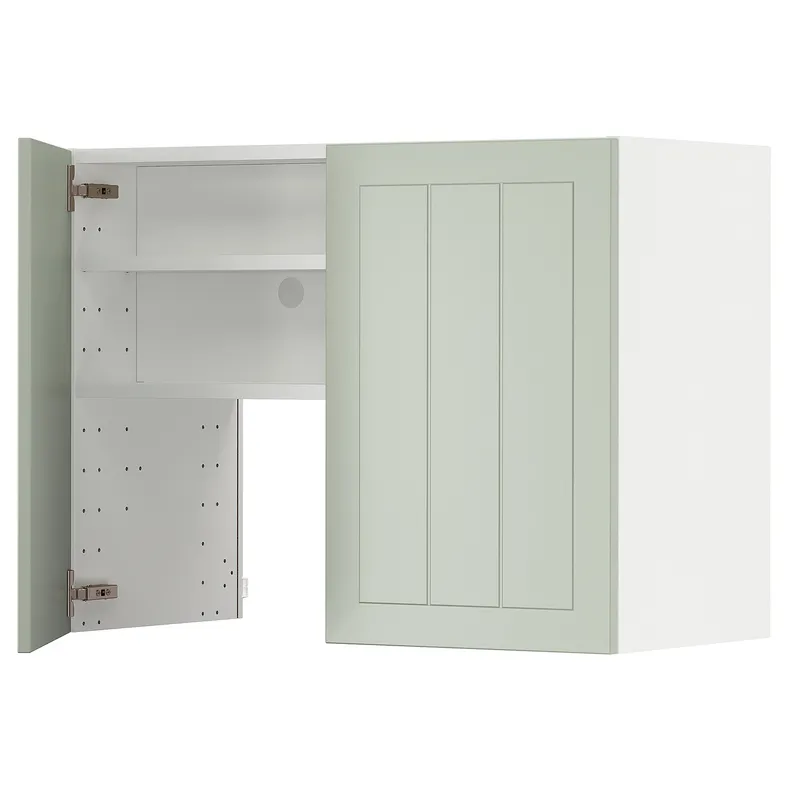 IKEA METOD МЕТОД, навесной шкаф д / вытяжки / полка / дверь, белый / светло-зеленый, 80x60 см 795.044.08 фото №1