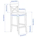 IKEA INGOLF ІНГОЛЬФ, барний стілець зі спинкою, білий / бежевий галантерейний, 65 см 004.787.37 фото thumb №6