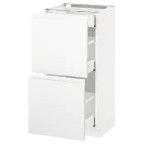 IKEA METOD МЕТОД / MAXIMERA МАКСИМЕРА, напольный шкаф / 2фасада / 3ящика, белый / Воксторп матовый белый, 40x37 см 291.128.32 фото