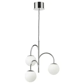 IKEA SIMRISHAMN СИМРИСХАМН, подвесной светильник, 3-рожк, хром/ опаловое белое стекло, 55 см 804.078.35 фото