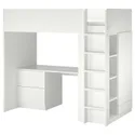 IKEA SMÅSTAD СМОСТАД, ліжко-горище, білий білий/зі столом з 3 шухлядами, 90x200 см 594.288.73 фото thumb №1