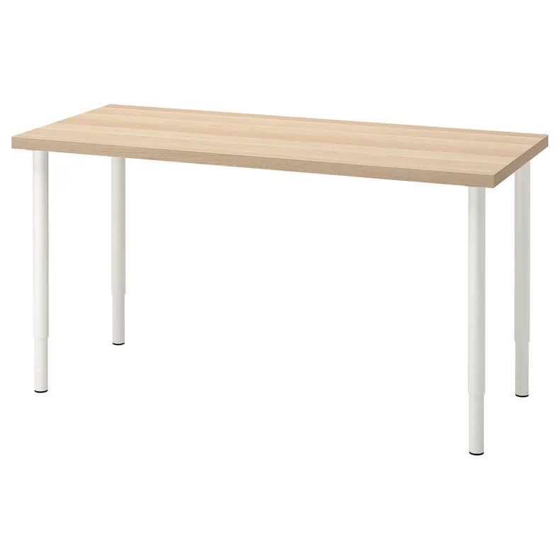 IKEA LAGKAPTEN ЛАГКАПТЕН / OLOV ОЛОВ, письменный стол, дуб, окрашенный в белый цвет, 140x60 см 494.172.57 фото №1