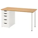 IKEA ANFALLARE АНФАЛЛАРЕ / ALEX АЛЕКС, письменный стол, бамбук / белый, 140x65 см 594.177.42 фото thumb №1