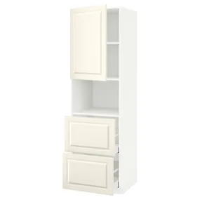 IKEA METOD МЕТОД / MAXIMERA МАКСІМЕРА, висока шафа для мікрох печі, 2 шухл, білий / БУДБІН кремово-білий, 60x60x200 см 394.623.68 фото
