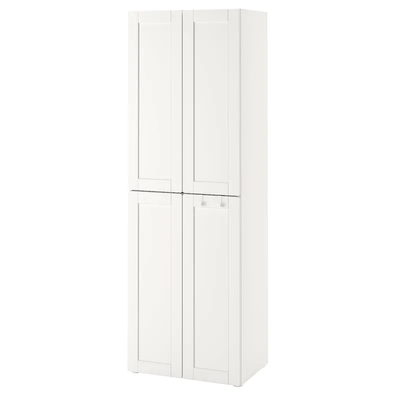 IKEA SMÅSTAD СМОСТАД, гардероб, білий з каркасом / з 2 штангами для одягу, 60x42x181 см 493.909.03 фото №1