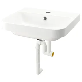 IKEA BACKSJÖN БАККШЕН, напівврізна мийка з сифоном, білий, 50x43 см 095.170.13 фото