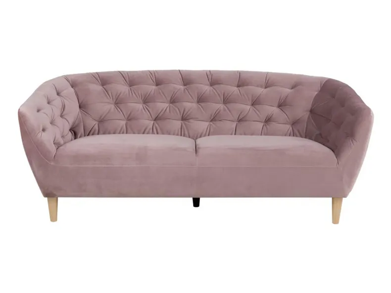 BRW тримісний диван Ria 3 стьобаний велюровий пудрово-рожевий SO-RIA-3S--VIC_18 фото №2