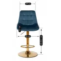 Барний стілець оксамитовий MEBEL ELITE ARCOS Velvet, синій / золотий фото thumb №11