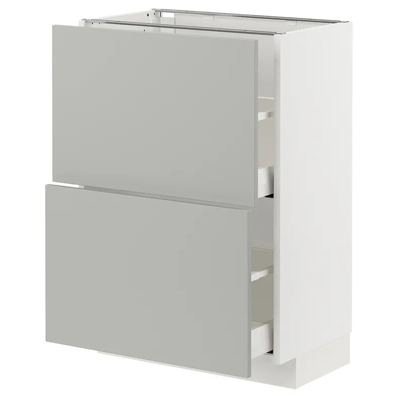 IKEA METOD МЕТОД / MAXIMERA МАКСИМЕРА, напольный шкаф с 2 ящиками, белый / светло-серый, 60x37 см 395.385.42 фото №1