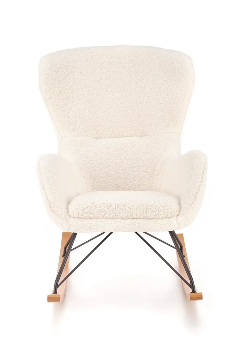 Мягкое кресло-качалка HALMAR LIBERTO 2, кремовый/черный/натуральный фото №9
