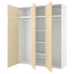 IKEA PLATSA ПЛАТСА, гардеробна шафа, 6 дверцят, білий/КАЛЬБОДЕН під сосну, 180x57x221 см 895.007.68 фото