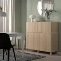IKEA BESTÅ БЕСТО, комб для хран с дверц / ящ, имитация белой морилки. дуб / Лапвикен / Стаббарп, 120x42x112 см 094.808.11 фото thumb №2