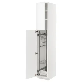 IKEA METOD МЕТОД, высокий шкаф с отд д / акс д / уборки, белый / светло-серый, 40x60x220 см 794.645.39 фото