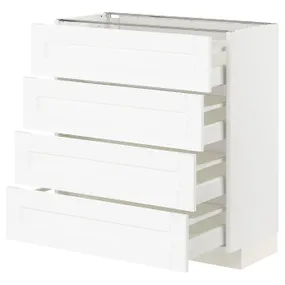IKEA METOD МЕТОД / MAXIMERA МАКСИМЕРА, напольный шкаф 4 фасада / 4 ящика, белый Энкёпинг / белая имитация дерева, 80x37 см 794.734.16 фото