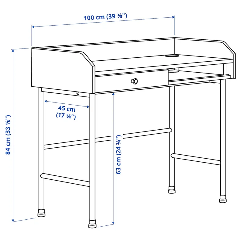 IKEA HAUGA / BLECKBERGET ХАУГА / БЛЕКБЕРГЕТ, стол и комбинация для хранения, и вращающееся кресло серого цвета 094.365.02 фото №3