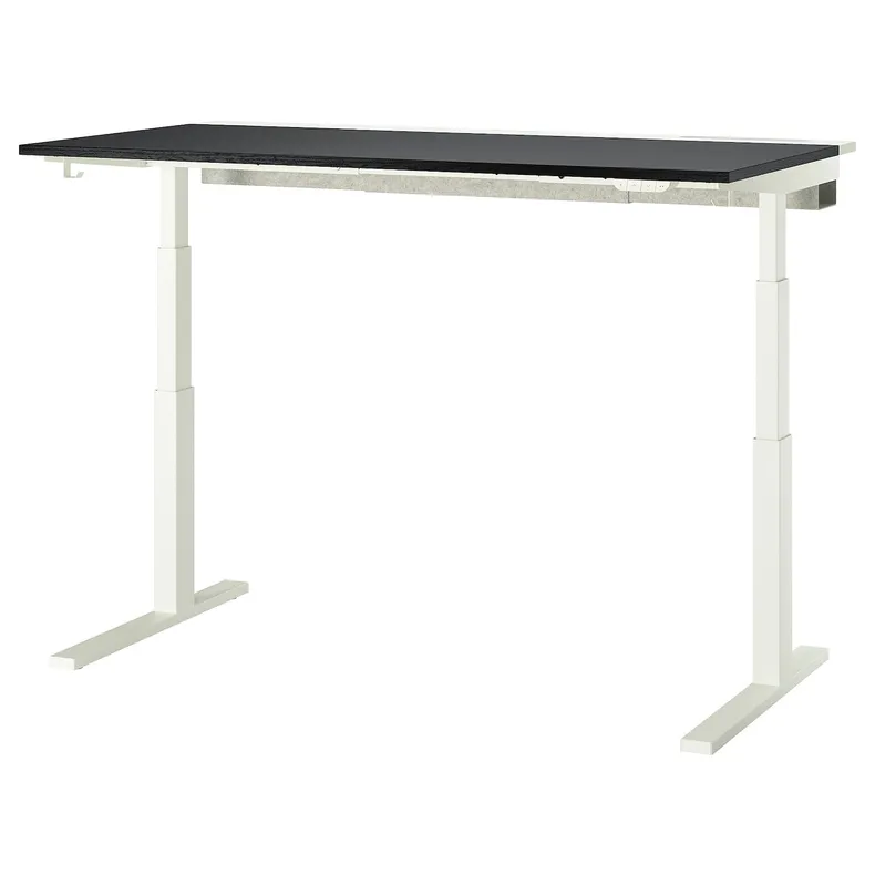 IKEA MITTZON МІТТЗОН, стіл регульований, електричний ОКЛ попелястий чорний / білий, 160x80 см 395.302.30 фото №1