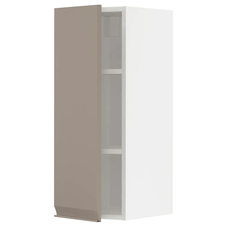 IKEA METOD МЕТОД, навесной шкаф с полками, белый / матовый темно-бежевый, 30x80 см 594.926.23 фото №1