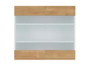 BRW Двухдверный верхний кухонный шкаф Sole 80 см с витриной дуб арлингтон, альпийский белый/арлингтонский дуб FH_G_80/72_LV/PV-BAL/DAANO фото