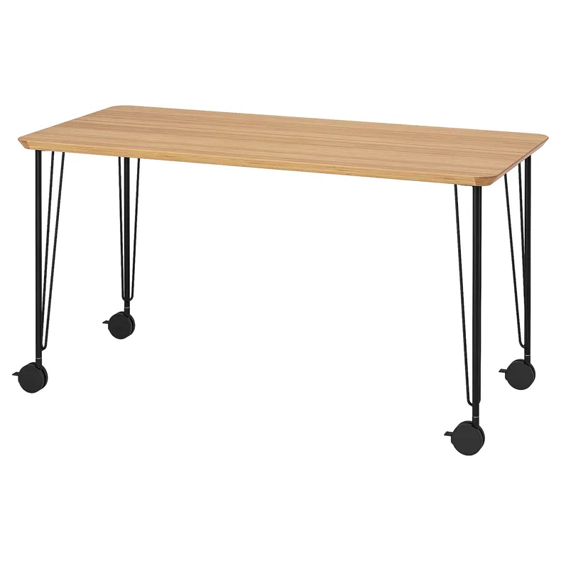 IKEA ANFALLARE АНФАЛЛАРЕ / KRILLE КРІЛЛЕ, письмовий стіл, бамбук / чорний, 140x65 см 895.099.95 фото №1