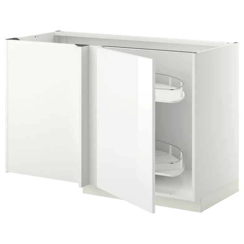 IKEA METOD МЕТОД, угловой напол шкаф с выдвижн секц, белый / Рингхульт белый, 128x68 см 794.576.33 фото №1