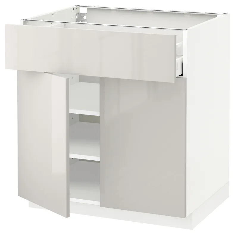 IKEA METOD МЕТОД / MAXIMERA МАКСИМЕРА, напольный шкаф с ящиком / 2дверцами, белый / светло-серый, 80x60 см 994.672.59 фото №1