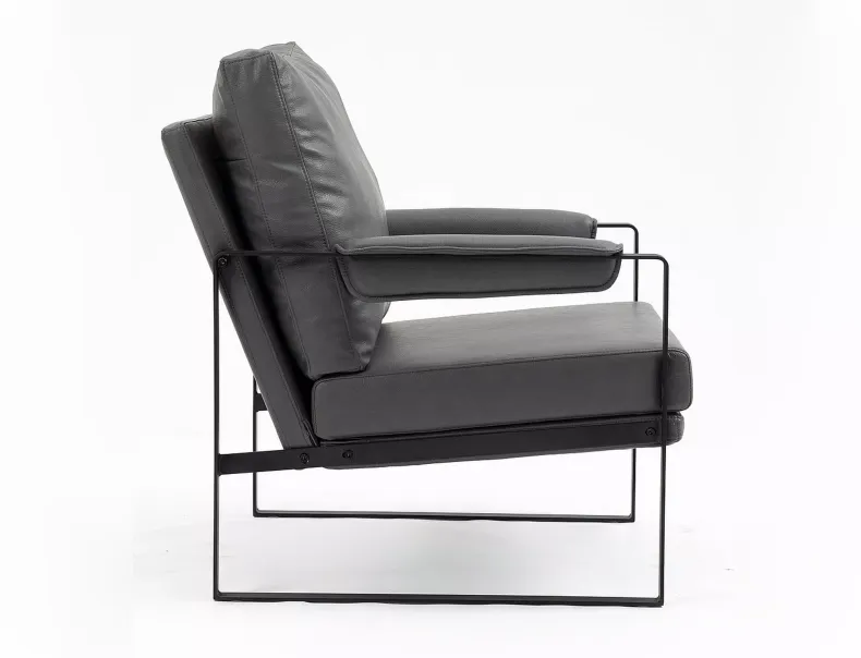 Кресло мягкое с металлическим каркасом SIGNAL FOCUS Buffalo, экокожа: серый фото №10
