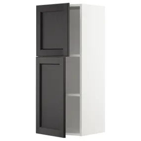 IKEA METOD МЕТОД, навесной шкаф с полками / 2дверцы, белый / Лерхиттан с черными пятнами, 40x100 см 994.581.94 фото